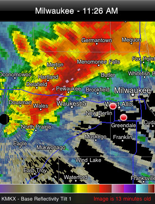 Severe storm continues to produce hail across Waukesha County.