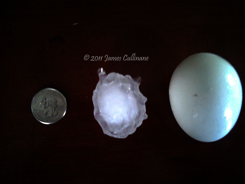 This stone was about 1.75 inches in diameter. Large Hail - Hartland Wisconsin